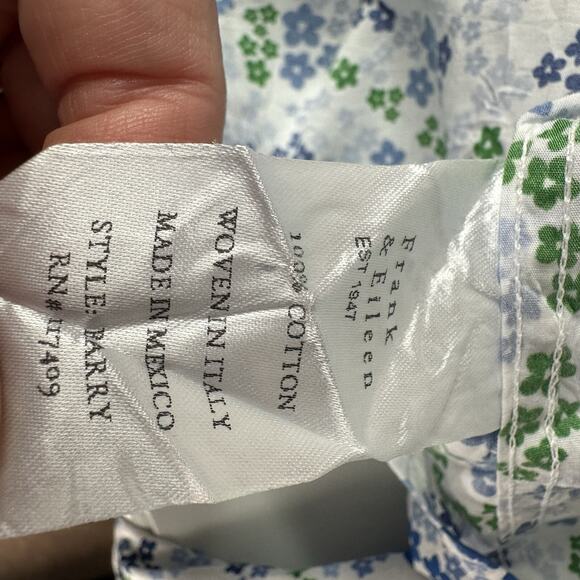 Frank Eileen Shirt Top Womens Medium Blue Floral Ditzy Button Barry Cottage - Picture 8 of 13